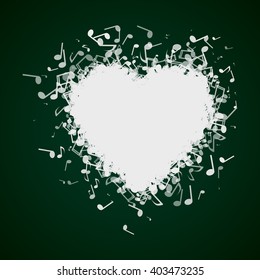 Heart made out of different music notes