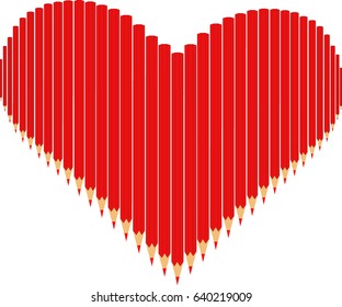 Heart made with pencils