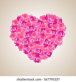 Heart made of pink roses