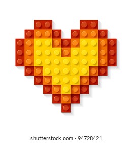 Heart made from plastic blocks. Vector.