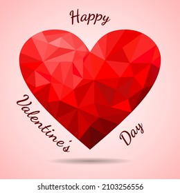 Heart made of polygons Vector graphics, red polygonal heart, heart for Valentine's Day
