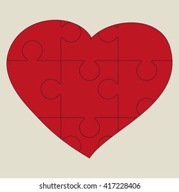 Heart made of puzzle pieces Detailed Icon. Heart puzzle isolated on white background