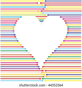 heart made from rainbow colo  lines, vector illustration