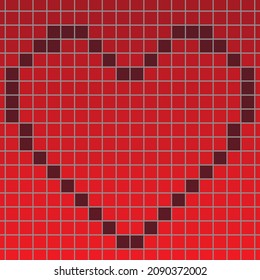 Corazón de cubos rojos, día de San Valentín, amor, vector