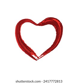 heart made of red paint heart icon decorative design element for Valentine's Day symbol of love on white background brush shape of heart vector