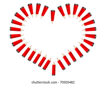 heart made of red pencils