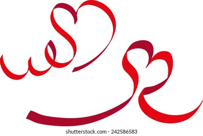 Heart made from a red ribbon