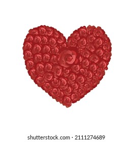 heart made of red rose petals isolated, vector illustration
