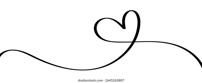 Heart made of Ribbon. Simple Border Vector illustration. 