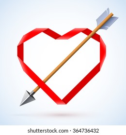 Heart is made of ribbons and arrow