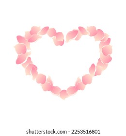 A heart made of rose petals for Mother's Day, Valentine's Day.women's day.Vector illustration isolated on a white background.