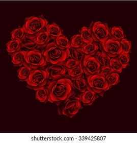 A heart made of roses. Vector