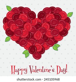 Heart made of roses in vector format.