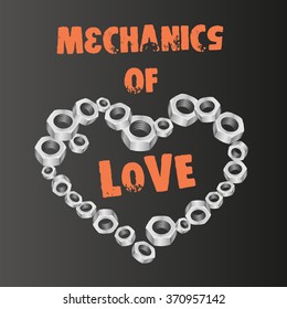 Heart made of screw nuts