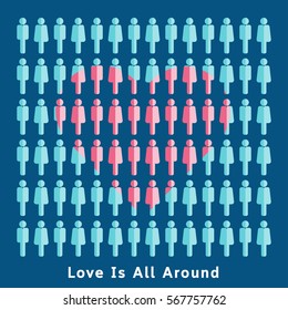 Heart made sign of love with people symbol.