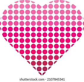 Heart made of small circles. Red color gradient. Valentine's Day.