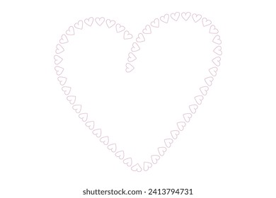 Heart made of small hearts in doodle style