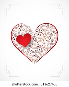 Heart made with snow. Vector