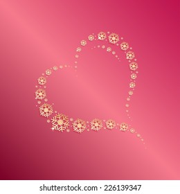 Heart made from snowflakes 