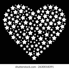 Heart Made of Stars – Patriotic White Star Heart Design for USA Love and Celebration Themes