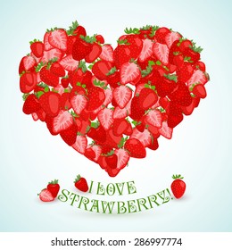 Heart made of strawberry with the text below