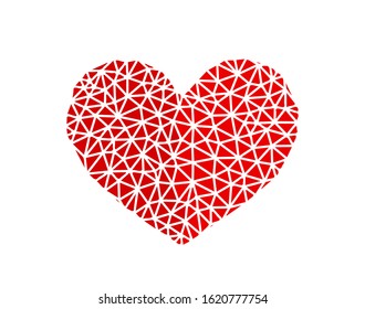 Heart made of triangles. Low poly vector illustration.