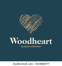 Heart made of wooden texture. For the sign of the wood saw industry company.