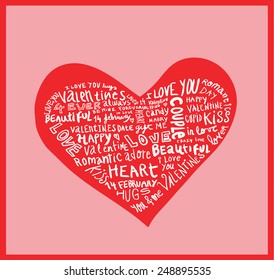 heart made of words Love, vector illustration.