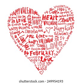   heart made of words Love, vector illustration.