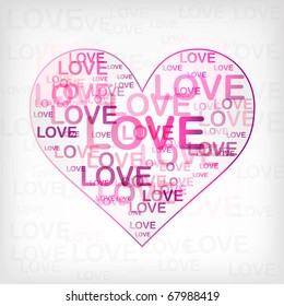 Heart made from words "love". Vector