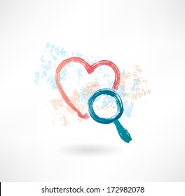 heart magnifier grunge icon