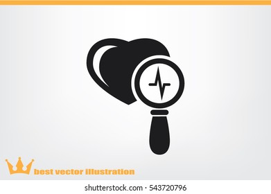 Heart and magnifier icon vector illustration