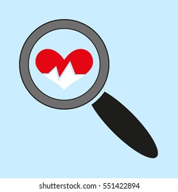 heart, magnifier, icon, vector illustration eps10