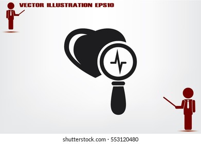 Heart and magnifier icon vector illustration eps10.