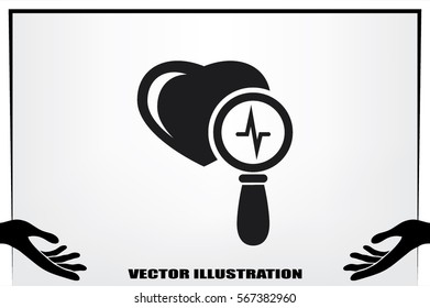 Heart and magnifier icon vector illustration eps10.