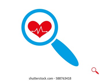 heart, magnifier, icon, vector illustration eps10