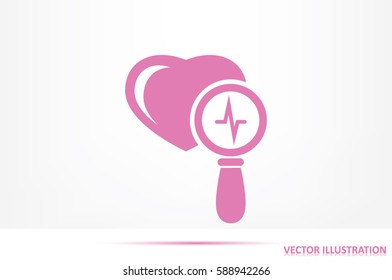 Heart and magnifier icon vector illustration eps10.