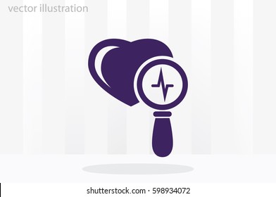 Heart and magnifier icon vector illustration eps10.