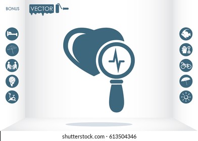 Heart and magnifier icon vector illustration eps10.