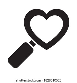 heart magnifying glass icon over white background, silhouette style, vector illustration