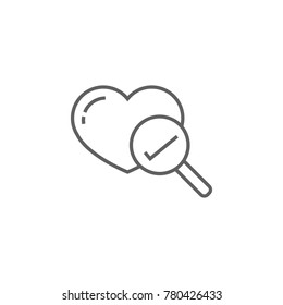 Heart with magnifying glass icon vector