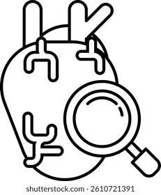 A heart with a magnifying glass on it