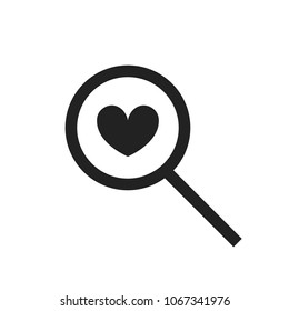 Heart in Magnifying Glass Vector Icon Symbol Illustration
