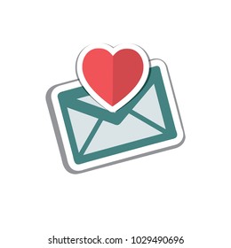 Heart in the mail envelope. Icon.