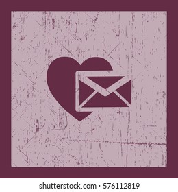 Heart in the mail envelope. Icon.