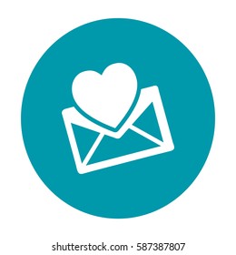 Heart in the mail envelope. Icon.