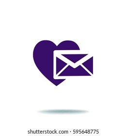 Heart in the mail envelope. Icon. - Shutterstock ID 595648775