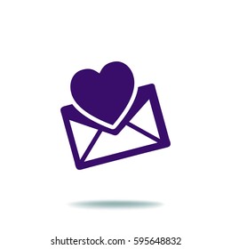 Heart in the mail envelope. Icon. - Shutterstock ID 595648832