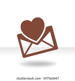 Heart in the mail envelope. Icon.