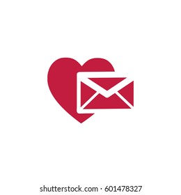 Heart in the mail envelope. Icon.